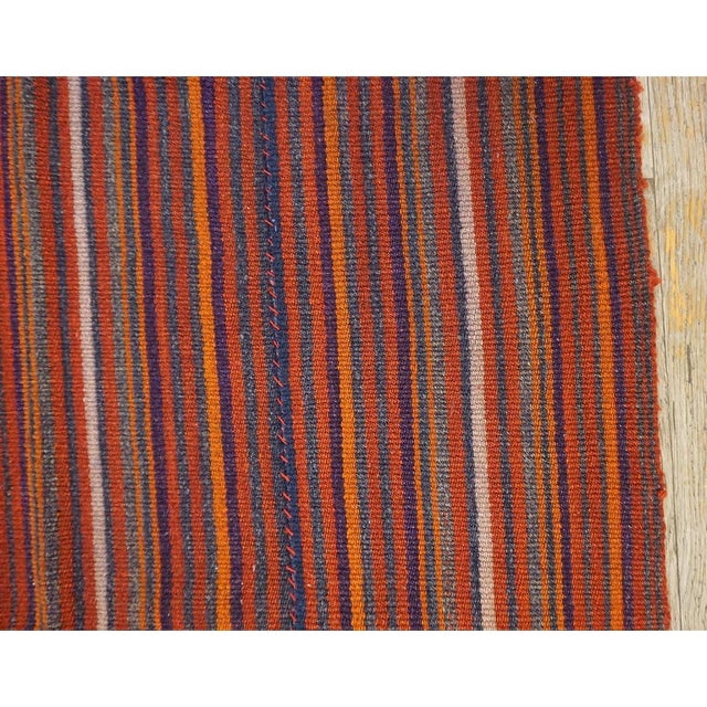 1950s 1950s Vintage Turkish Kilim Square Stripe Geometric Flatwoven Wool Rug For Sale - Image 5 of 6