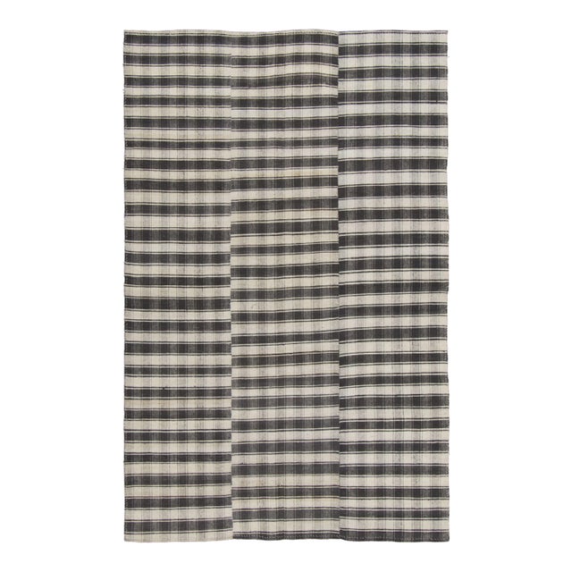 Vintage Panelled Kilim Wool Rug With Checks Design by Rug & Kilim, 1950-1959 For Sale