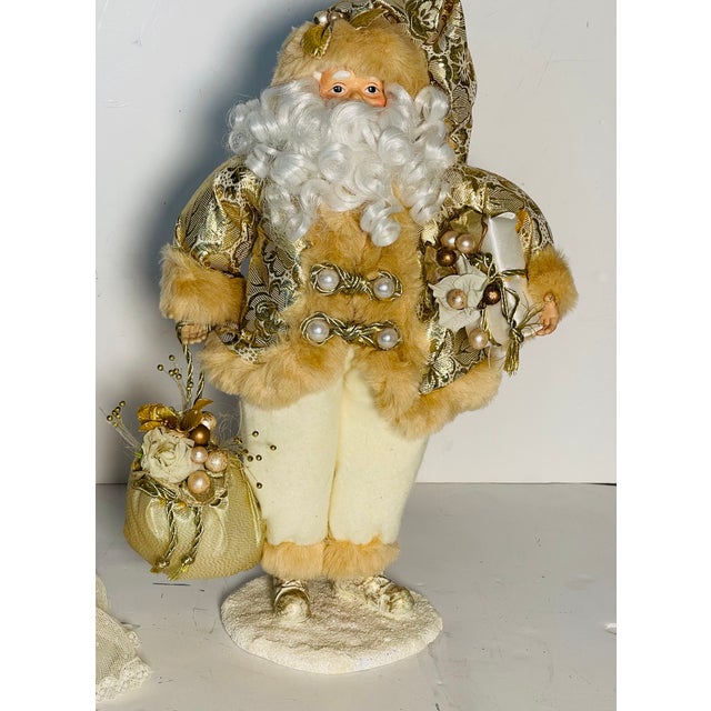 Traditional Vintage Santa Claus Figure in Gold Brocade With Gifts For Sale - Image 3 of 5