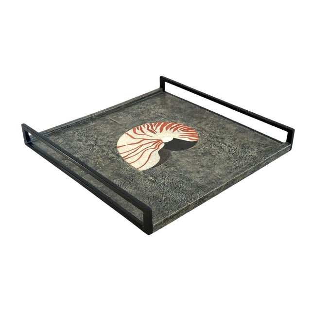 Late 20th Century R & Y Augousti Nautilus Shell Large Tray For Sale - Image 5 of 10