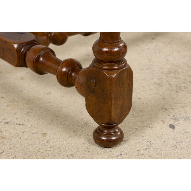 Antique French Louis XIII Walnut Dining Chairs in Tailored Stripe - Set of 8 For Sale - Image 14 of 18