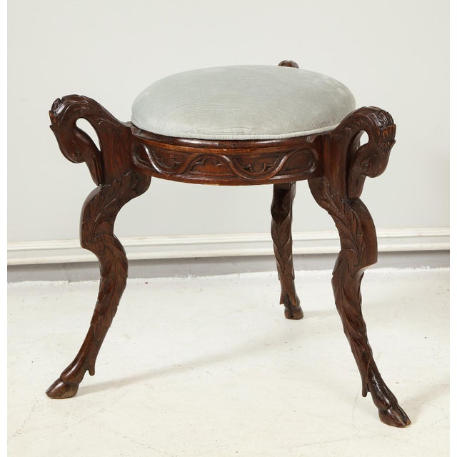 Antique Hand Carved Mahogany Swan Bench For Sale - Image 9 of 9