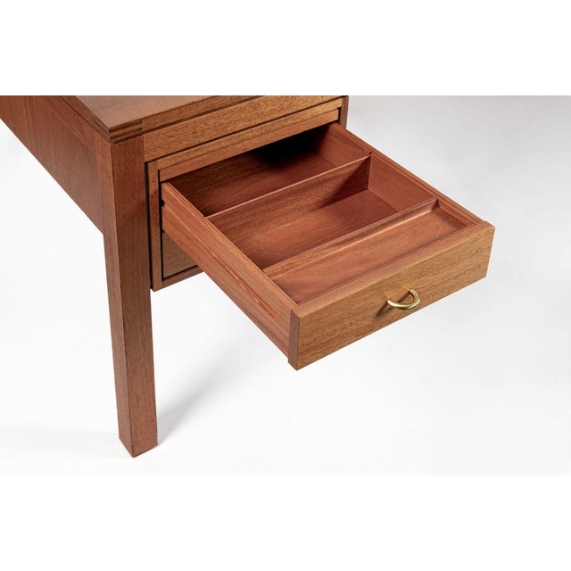 Wood Large Mid Century Danish Modern Mahogany Wood Executive Desk, 2 Matching Avail For Sale - Image 7 of 17