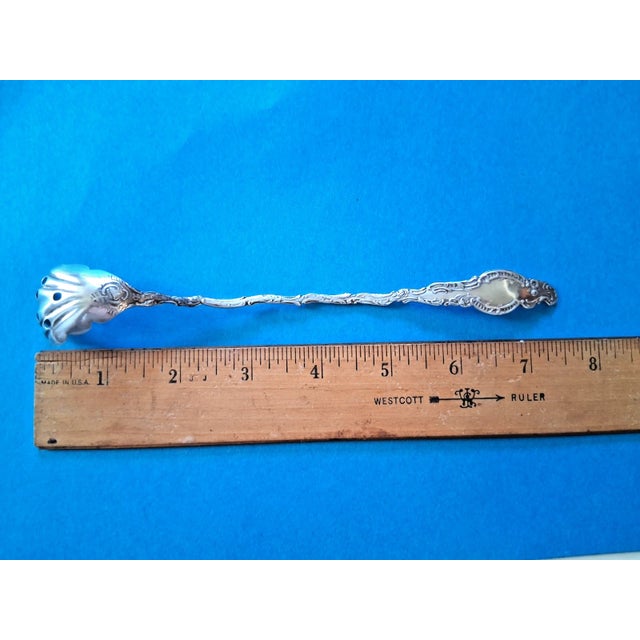1891 Watteau by Durgin Sterling Silver 7 1/2" Long Handle Pierced Olive Spoon No Mono For Sale In New York - Image 6 of 7
