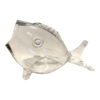 Large Mid-Century Modern Blenko-Style Glass Fish Sculpture For Sale