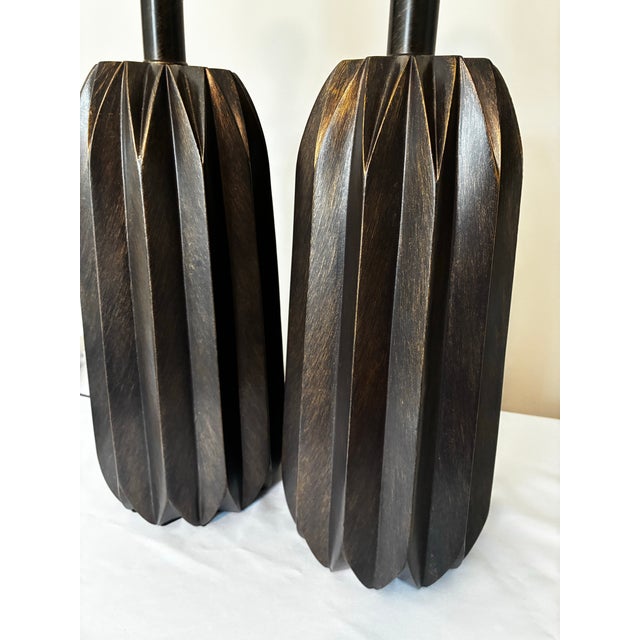 Mid-Century Modern Vintage Mid Century Modern Wooden Table Lamps - a Pair For Sale - Image 3 of 12