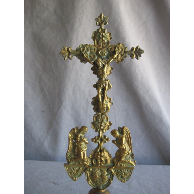Early 19th Century Charles X Brass Table Crucifix For Sale - Image 4 of 10