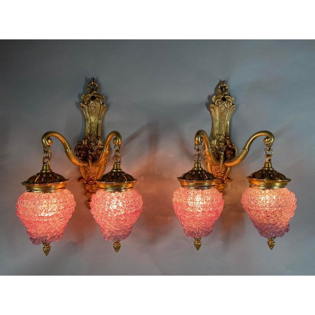 1980s French Louis XVI Gold Bronze Crystal Wall Lamps /Sconces-Pair For Sale - Image 15 of 15
