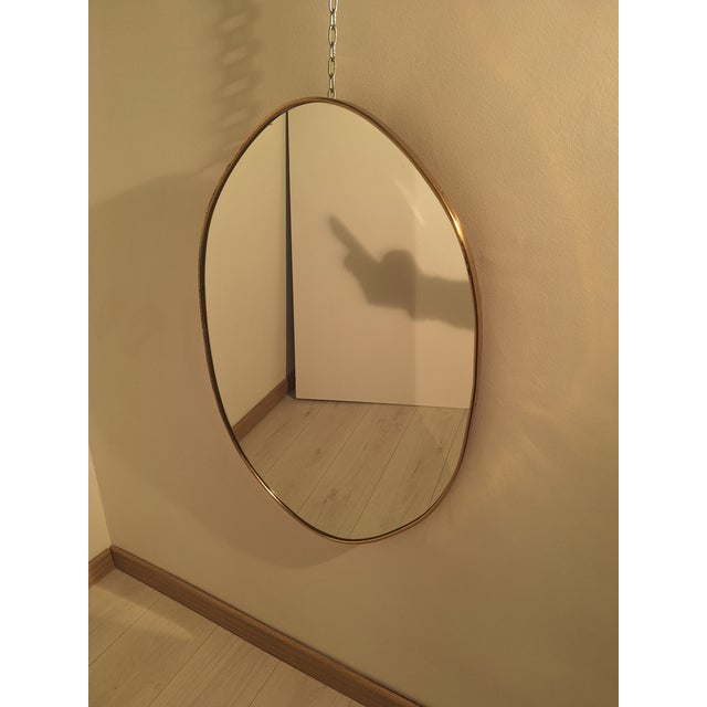 Vintage Mirror with Oval Brass Frame, 1950s, in Very Good conditions. Designed 1950 to 1959