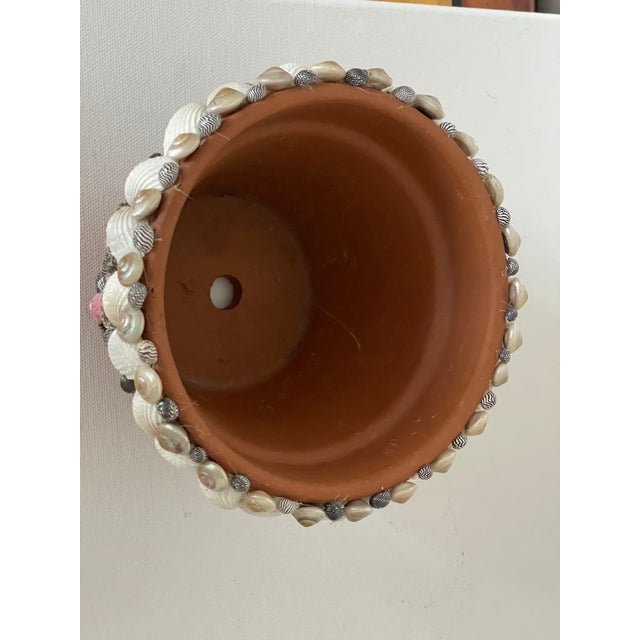 Vintage Terracota Flower Pot Encrusted With Sea Shells For Sale In Miami - Image 6 of 7