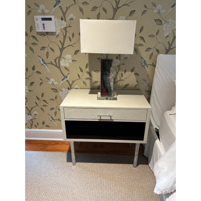 Made Goods Contemporary Cream & Black Shagreen Nightstands - A Pair For Sale - Image 13 of 13