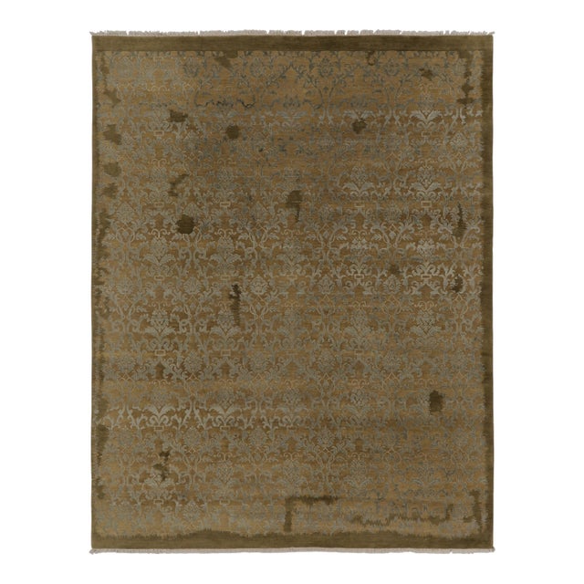 Rug & Kilim’s European Rug in Gold With Blue Floral Patterns For Sale