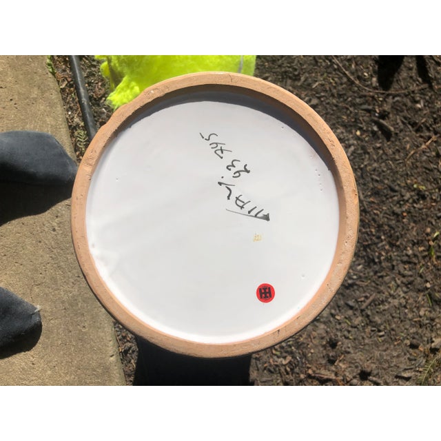 Ceramic Vintage Mid Century Italian Hand Painted Vase Umbrella Stand For Sale - Image 7 of 9