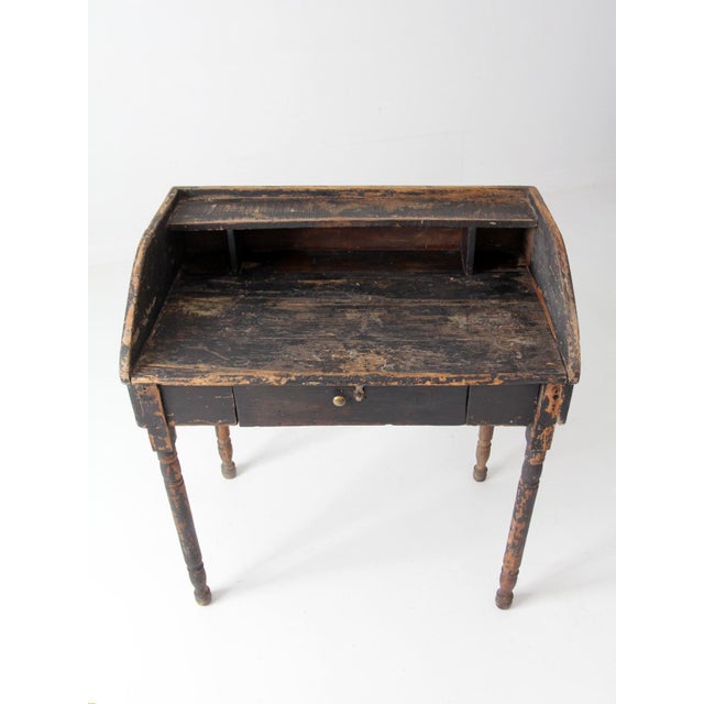 Antique Primitive Painted Wood Writing Desk With Cubbies For Sale - Image 4 of 18