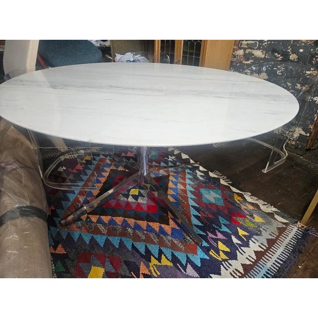 Knoll Knoll 54" Round Marble & Chrome Dining Table For Sale - Image 4 of 9
