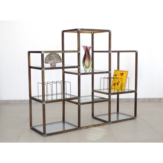 Modular Brass Etagere with Glass Shelves, Italy, 1970 For Sale - Image 9 of 9