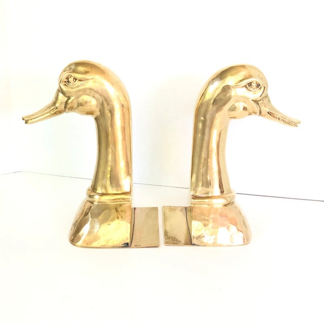Late 20th Century "Made in Spain" Polished Brass Mother Goose Bookends 10" For Sale - Image 5 of 5