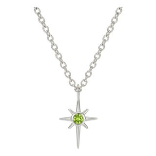 Green Peridot Starburst Pendant, Northern Star Celestial Pendant For Sale