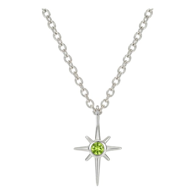 Green Peridot Starburst Pendant, Northern Star Celestial Pendant For Sale