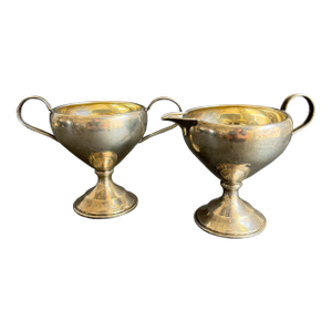 Sterling Silver Cream & Sugar Bowl Footed Vintage