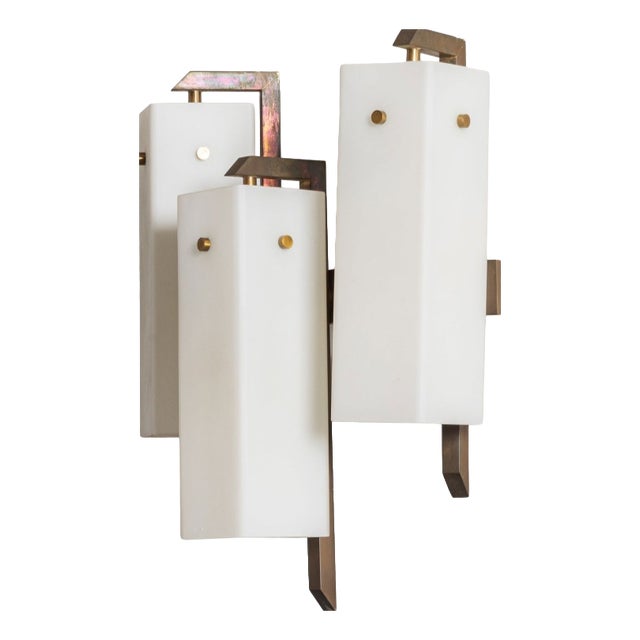 Wall Light with 3 Glass Rectangles by Angelo Lelii for Arredoluce, 1950s For Sale