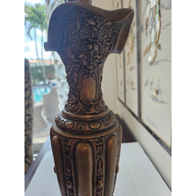 Mid 20th Century Vintage Heavy Metal Urn Shaped Lamp For Sale - Image 5 of 13