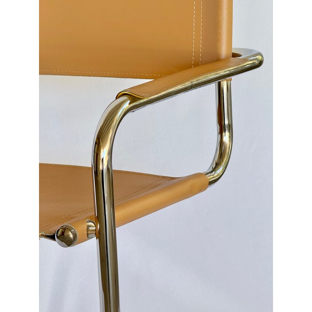 Mid Century Mart Stam Style Leather and Chrome Armchairs - A Pair For Sale - Image 11 of 17
