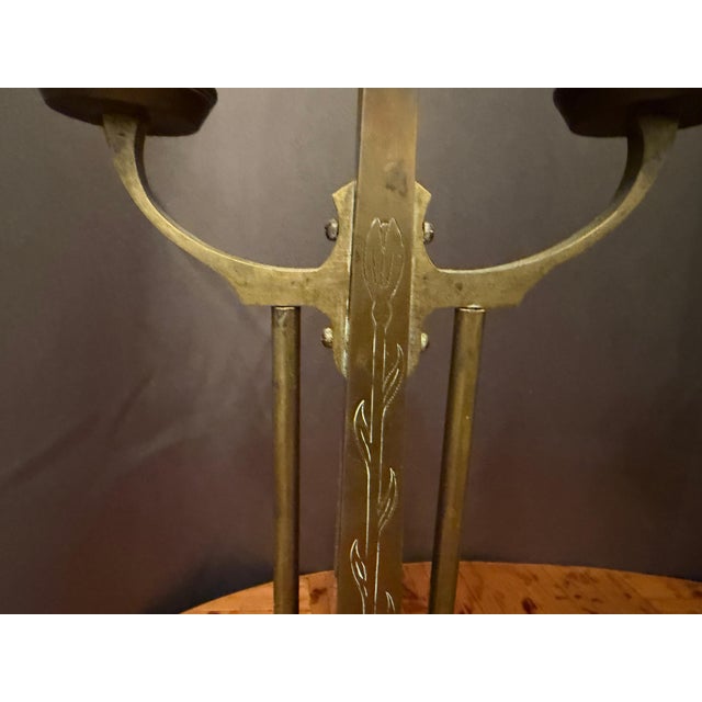 Dutch Amsterdam School Arts and Crafts 1910 Pair of Brass Candleholders For Sale - Image 14 of 15