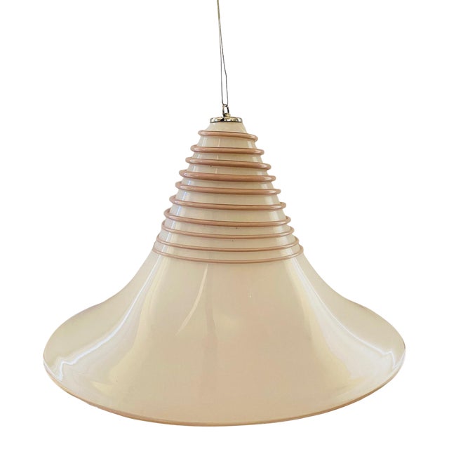 1970s Vistosi Murano Glass Pink Swirl Pendant For Sale