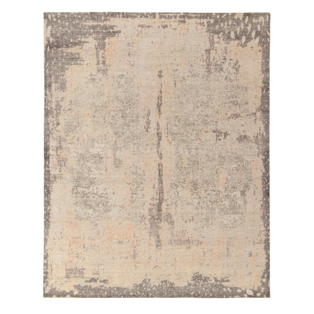 Distressed Style Modern Rug in Gray and Beige Abstract Pattern by Rug & Kilim For Sale In New York - Image 6 of 6