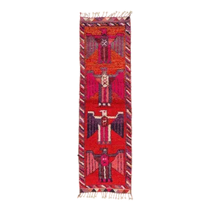Vintage Red Kurdish Eagle Pictorial Rug Runner - 03'04 X 11'04