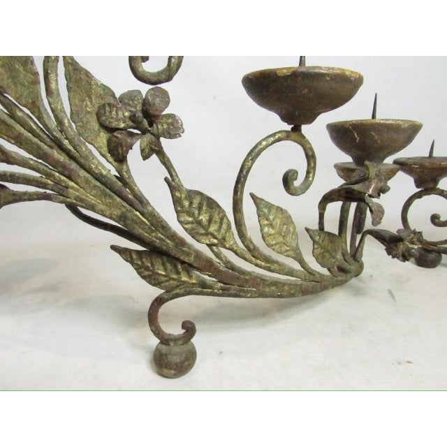 Pair of Antique Italian Wrought Iron Candelabras For Sale - Image 15 of 18