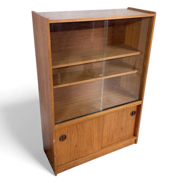 Danish Sliding Glass Bookcase in Teak For Sale - Image 9 of 9