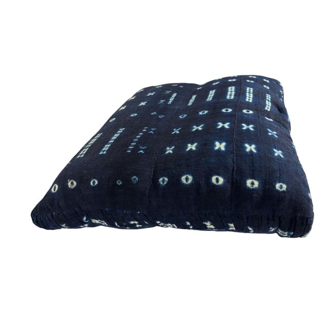 1980s African Custom Made Indigo Cloth Floor Pillow 22" by 25" For Sale - Image 5 of 6