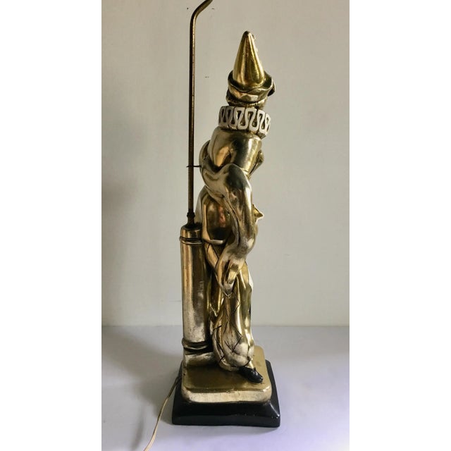 Sculpture Materials Midcentury Figural Jester Harlequin Plaster Table Lamp For Sale - Image 7 of 11