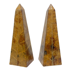 Pair Lacquered Tobacco Leaf Obelisk, Giovanni Patrini, Italy 1980
