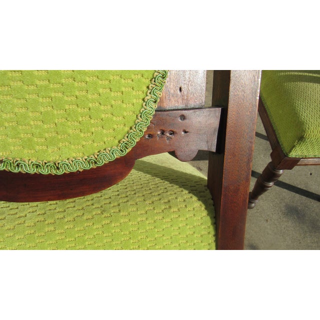 Rare Set Six Antique Victorian Dining Room Chairs Walnut For Sale - Image 9 of 11