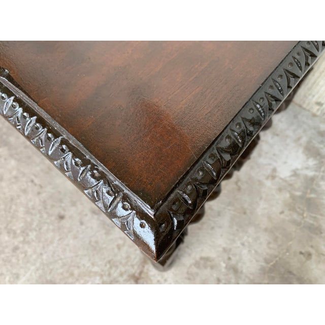 19th Spanish Baroque Walnut Solomonic Leg Fratino Dining Table With Iron Stretcher For Sale - Image 10 of 12