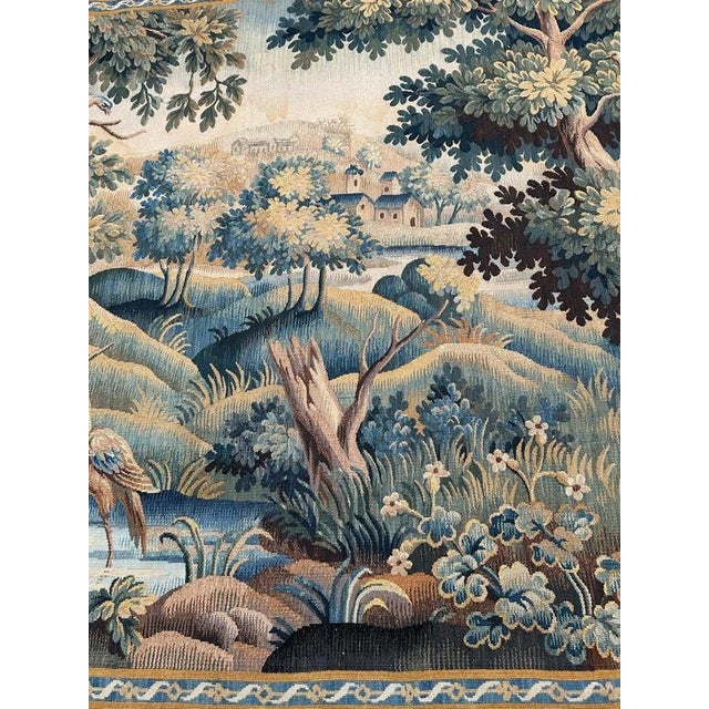 Vintage French Aubusson Tapestry in Silk and Wool, 1940s For Sale - Image 3 of 18