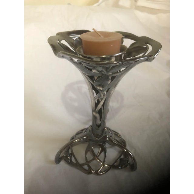 Early 20th Century Art Nouveau Silver Plate Candle or Flower Holder For Sale - Image 11 of 12