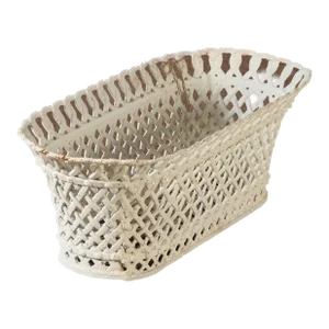 Antique French Reticulated Basket Weave Iron Planter