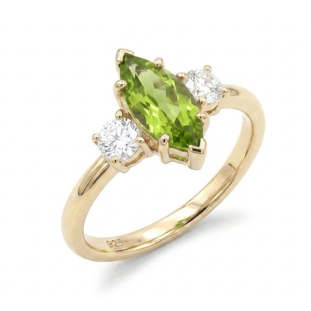 Not Yet Made - Made To Order Peridot & Cubic Zirconia Ring - Wedding Engagement Ring - August Birthstone Statement Ring Us 7 For Sale - Image 5 of 5