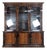 Large English Bookcase in Exotic Wood with Three Glass Doors For Sale