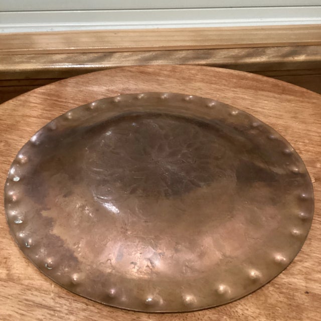 Late 19th Century Antique Highly Crafted and Detailed Moroccan Cooper Plate For Sale - Image 10 of 13