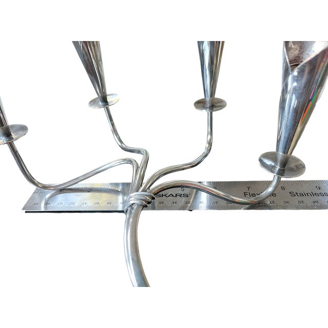Silver 20th Century Hans Jensen Denmark Calla Lily Four Arm Silver Mid-Century Modern Candelabra For Sale - Image 8 of 9