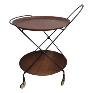 Vintage Swedish Bar Wagon with Black Iron Frame, 1960s For Sale
