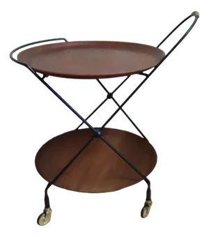 Vintage Swedish Bar Wagon with Black Iron Frame, 1960s