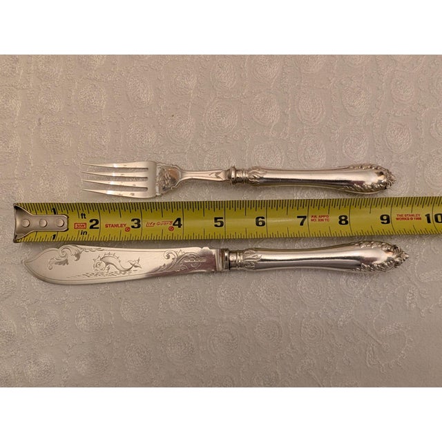 Late 19th Century Victorian Mappin Bros. Silverplate Fish Eaters, 6 Sets 12 Pieces For Sale - Image 13 of 16
