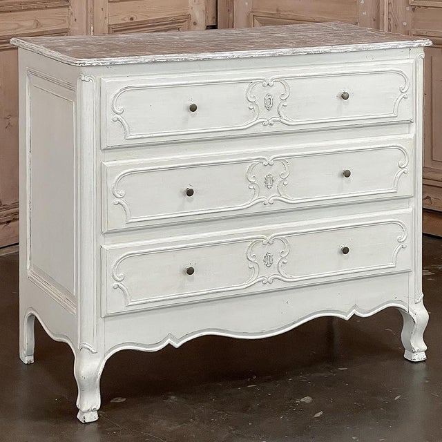 Antique Country French Painted Three-Drawer Commode ~ Chest of Drawers For Sale - Image 4 of 18