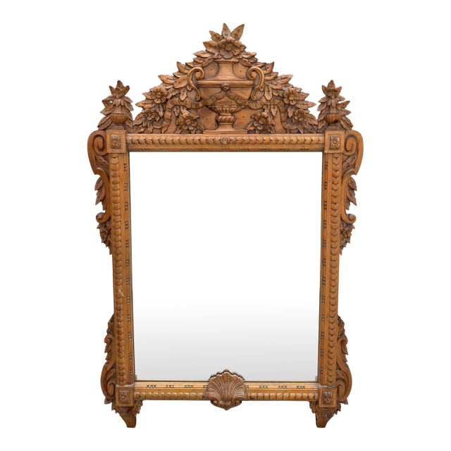 Louis XV Style French Provincial Light Fruitwood Mirror - Italy For Sale